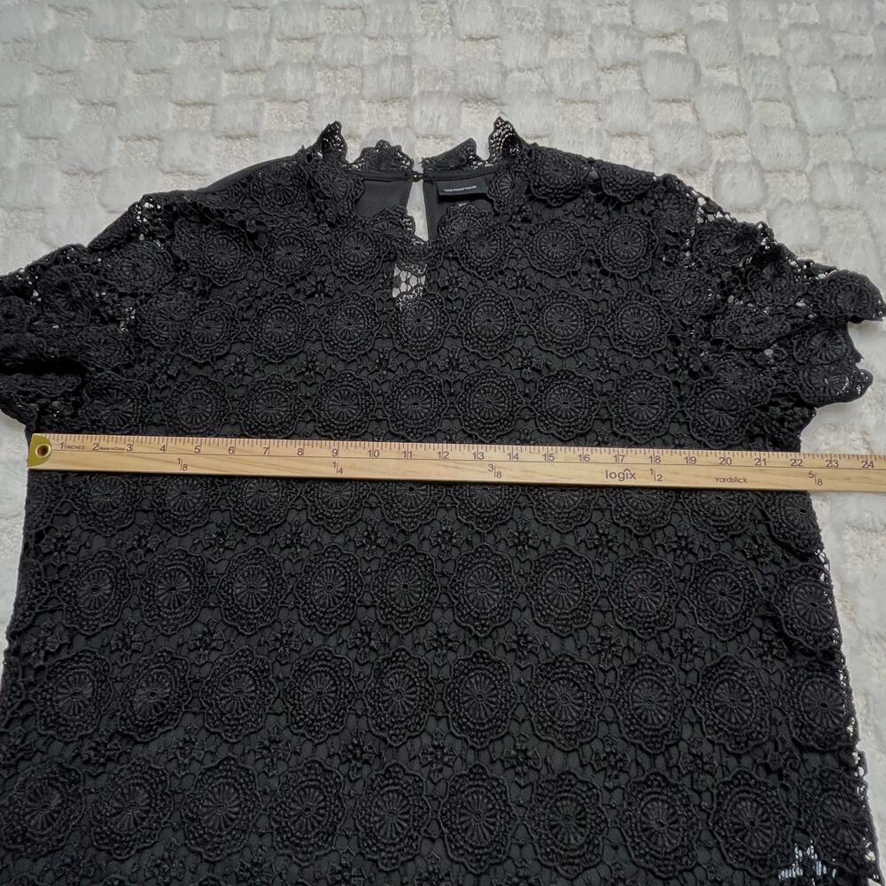 Who What Wear XXL Black Crochet Lace Blouse Scalloped Hem - Picture 5 of 8